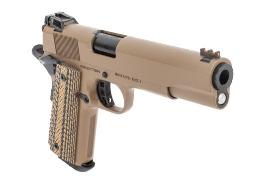 Rock Island 10mm 1911 pistol fde with adjustable fiber optic sights